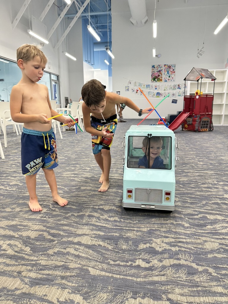 Kids playing together in the lobby