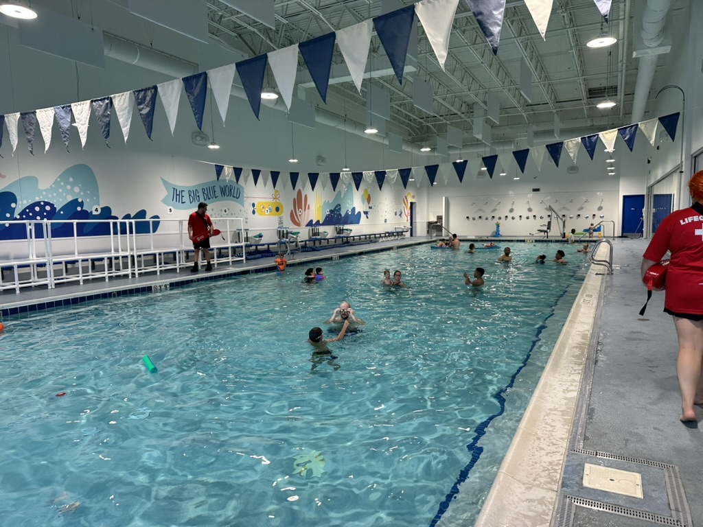 Families swimming in the Big Blue O'Fallon pool